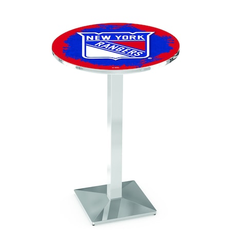 Holland Bar Stool Co 42" Chrome New York Rangers Pub Table L217C4228NYRang